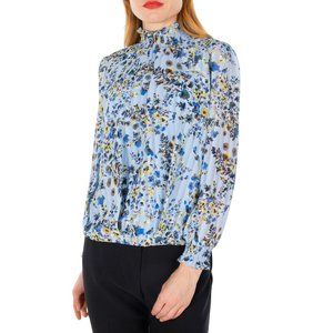 Nanette Lepore Blue Floral Blouse